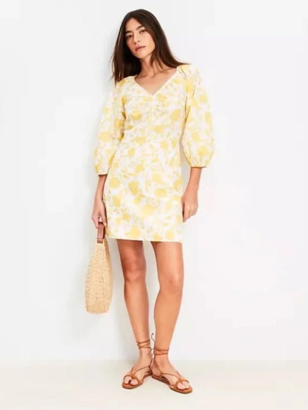 LOFT Floral yellow and white dress - size 6